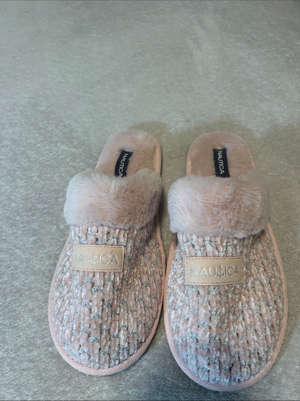 Nautica Women's Blush Pink Faux-Fur Slip-Ons